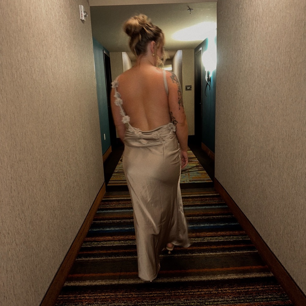 JLUXLABEL Bronze Backless Maxi Dress